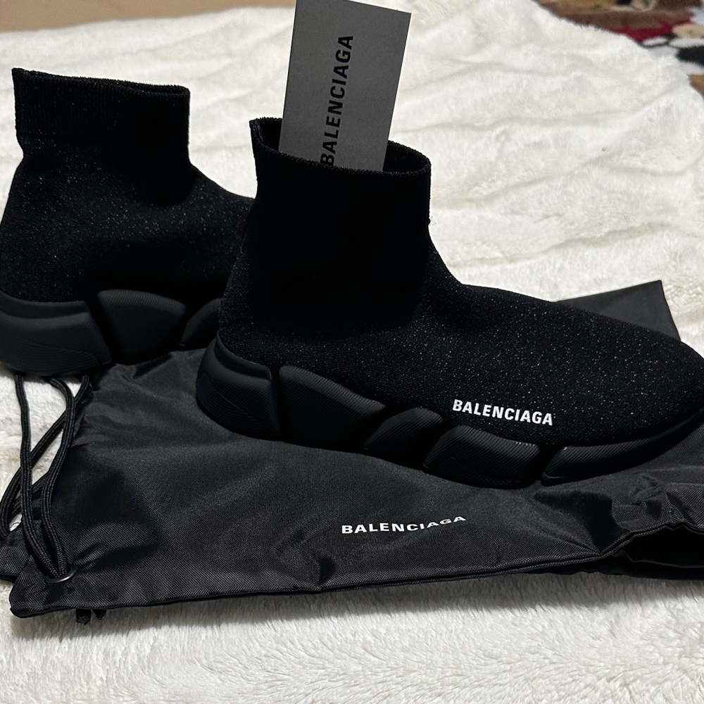 Balenciaga Black Knit High-Top Sneakers